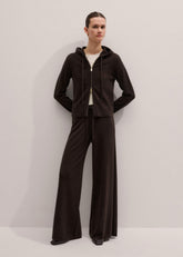 Brown Cashmere Wide-Leg Knit Pant