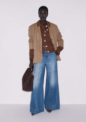 Mid-Blue High Waist Wide Jean