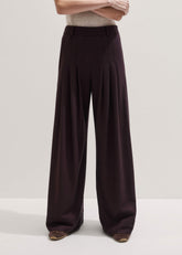 Red Wool Multi Pleat Wide-Leg Pant