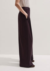 Red Wool Multi Pleat Wide-Leg Pant