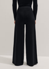Black Silk Knit Evening Palazzo Pant