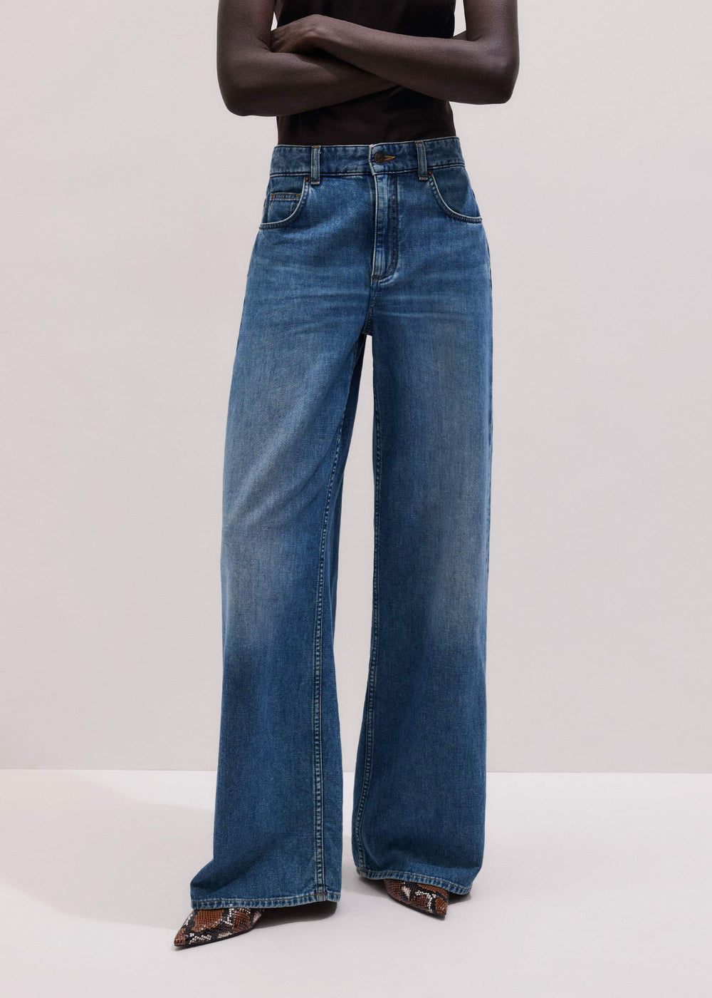 Blue Relaxed Baggy Wide-Leg Jean
