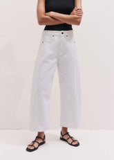 White Exaggerated Crop Jean