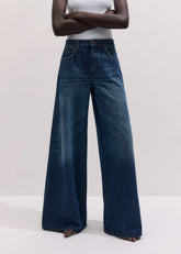 Mid Blue Super Wide Baggy Jean