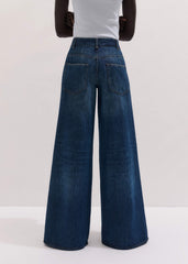 Mid Blue Super Wide Baggy Jean
