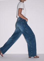 Mid Blue Exaggerated Tapered Jean