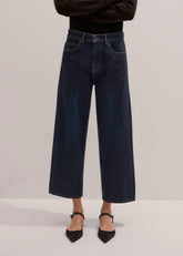 Dark Blue Straight Crop Jean