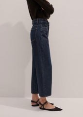 Dark Blue Straight Crop Jean