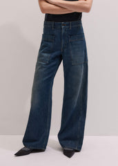 Blue Patch Pocket Baggy Jean