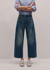Blue Exaggerated Crop Jean
