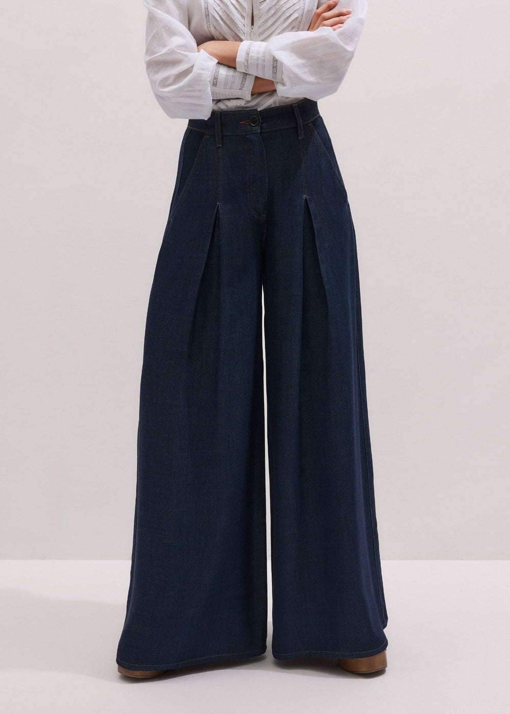 Dark Blue Pleat Very Wide Pant