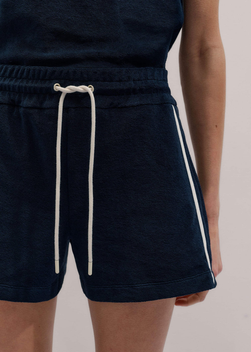 Navy Rib Trim Track Short