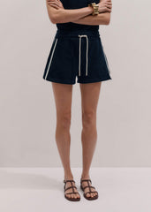 Navy Rib Trim Track Short