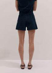 Navy Rib Trim Track Short