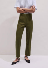Olive Green Slim Crop Pant