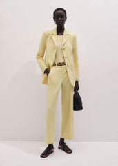 Yellow Tailored Straight Crop Pant