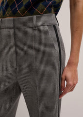 Ivory Houndstooth Straight Crop Trouser