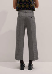 Ivory Houndstooth Straight Crop Trouser