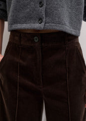 Brown Italian Cord Straight Crop Pant