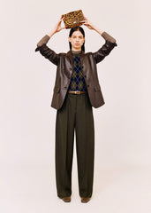 Olive Green Pintuck Tapered Pant