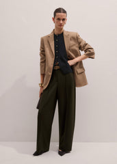 Olive Green Pintuck Tapered Pant