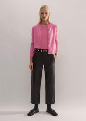 Black Washed Leather Engineered-Leg Pant