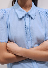 Blue Cheesecloth Summer Blouse