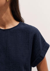 Navy Cheesecloth T-Shirt