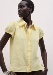 Yellow Cheesecloth Straight Summer Blouse