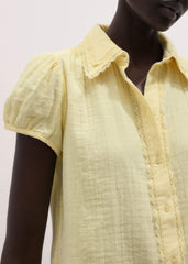 Yellow Cheesecloth Straight Summer Blouse