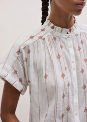 White Turn-Up Cuff Blouse