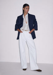 White Turn-Up Cuff Blouse