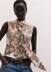 Pink Silk Draped Neck Top