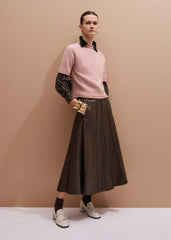 Black Scallop Daisy Print Feature Collar Blouse