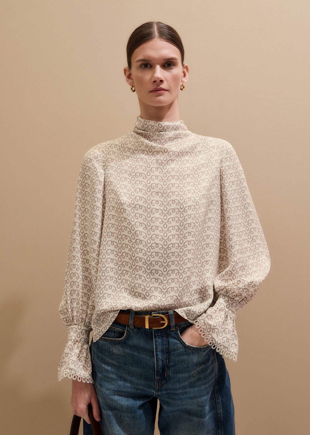Cream Silk Delicate Cowl Neck Blouse