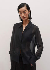 Black Sheer Silk Evening Blouse