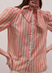 Orange Stripe Blouse + Tie