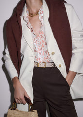 Cream Cap Sleeve Straight Top