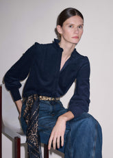 Navy Super Soft Micro Cord Blouse