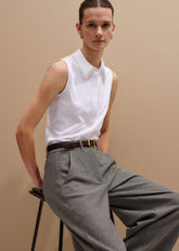 White Collared Layering Tank