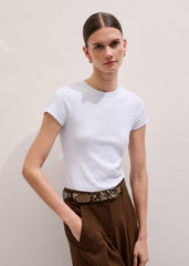 White Ultimate Fitted Rib Crew Neck Tee