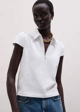 White Cap Sleeve Polo Tee
