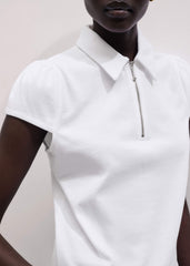 White Cap Sleeve Polo Tee