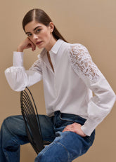 White Lace Sleeve Swing Top