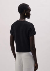 Black Textured Crew Neck Baby Tee