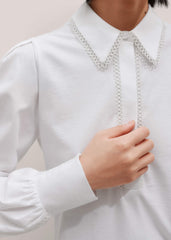White Collared Layering Top