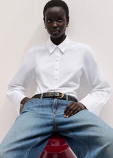 White Raglan Shirt Layering Top