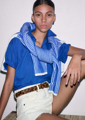 Blue Turn-Up Cuff Shirt