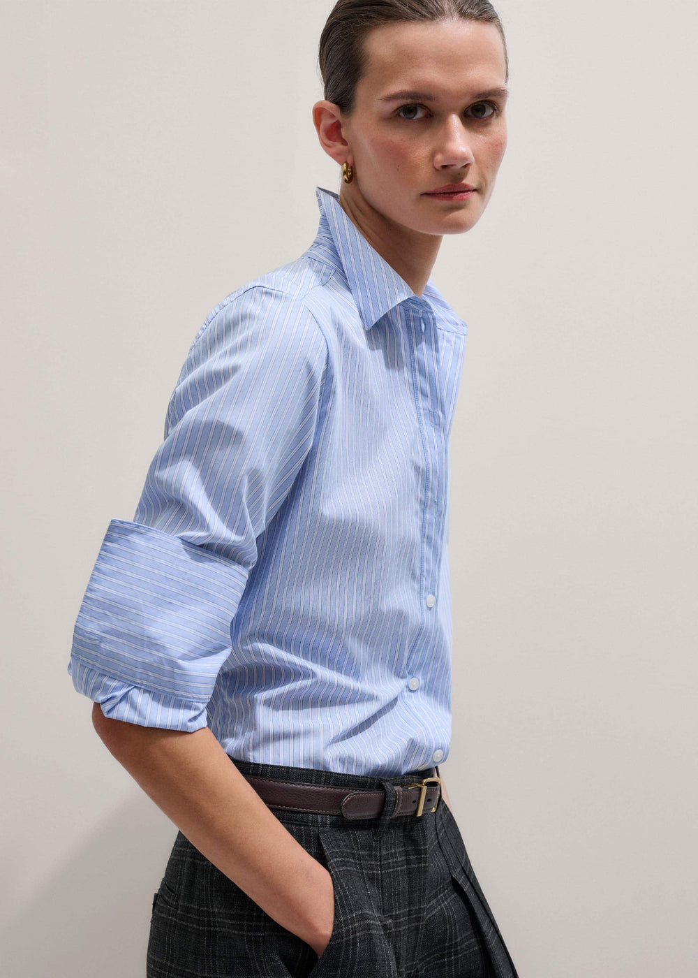 Blue Cotton Stripe Shirt