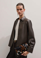 Brown Luxe Leather Straight Shirt